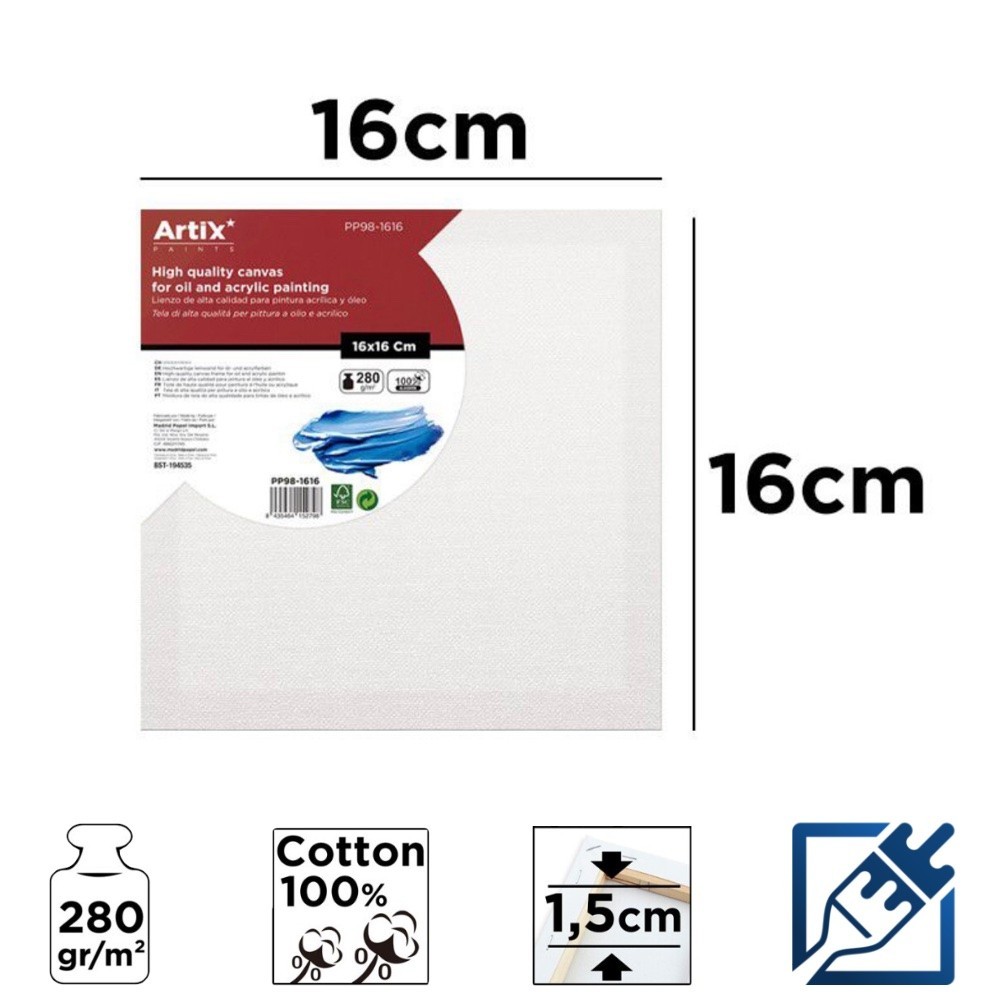 Lienzo con Bastidor 16x16cm | Lienzos para Pintar
