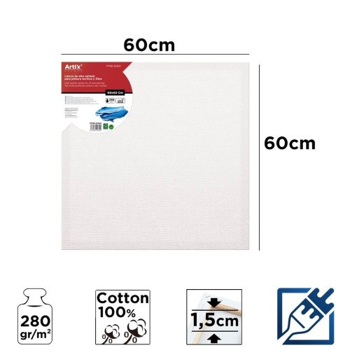 Lienzo con Bastidor 60x60cm | Lienzos para Pintar