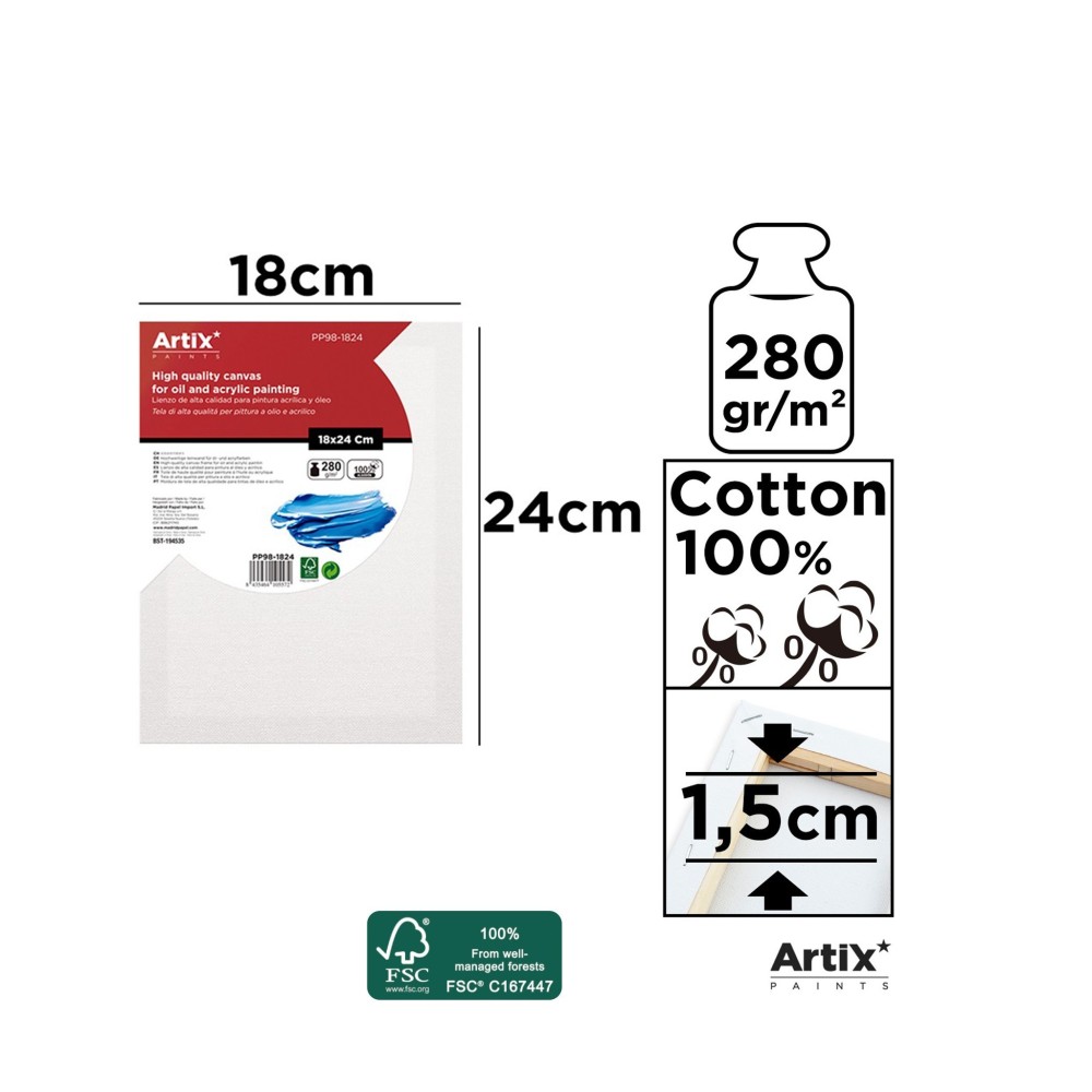 Lienzo con bastidor 18x24cm | Lienzos para Pintar
