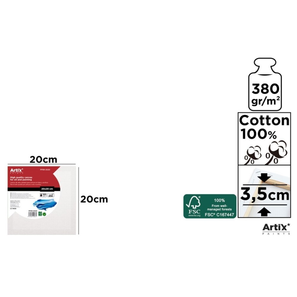 Lienzo con Bastidor 20x20cm | Lienzos para Pintar