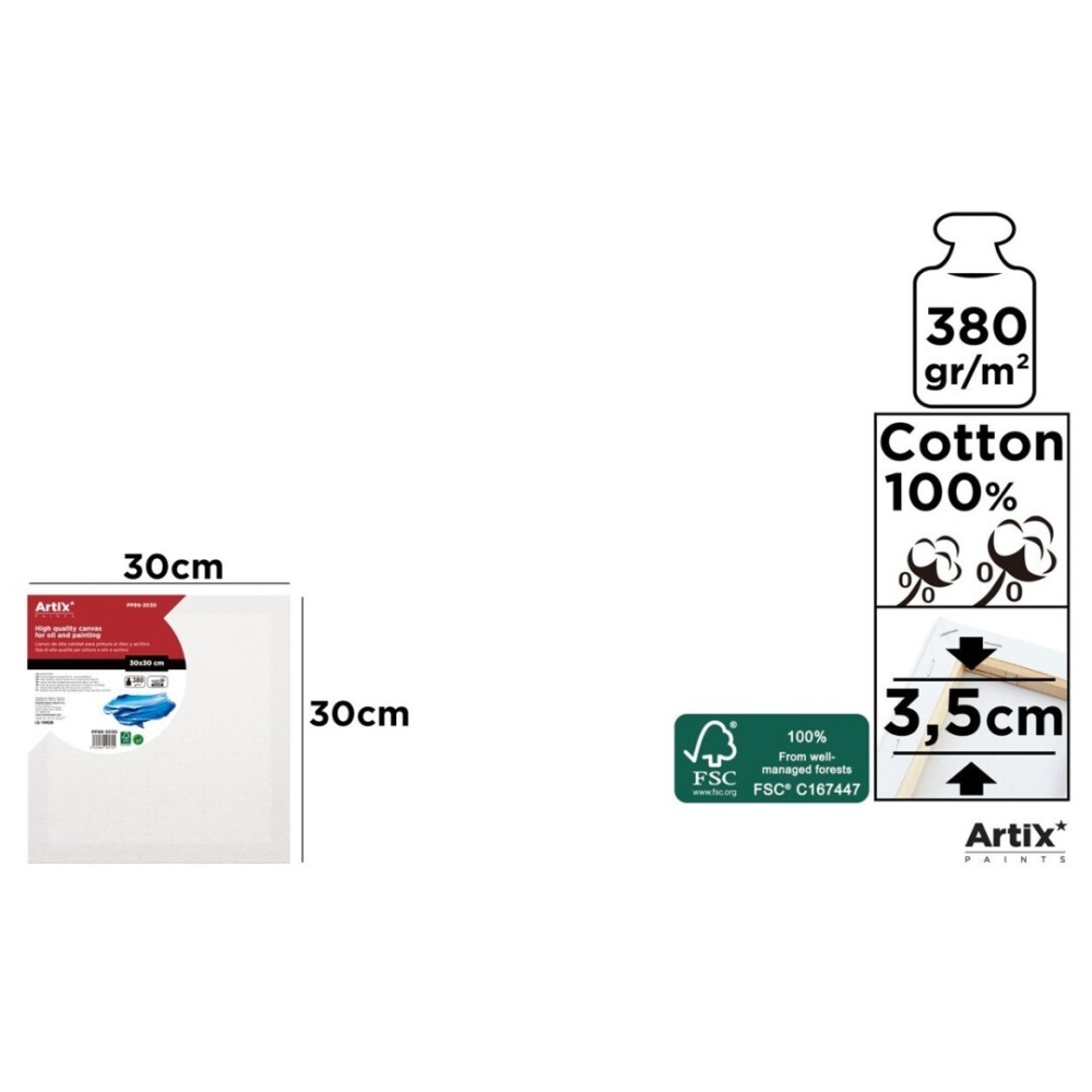 Lienzo con Bastidor 30x30cm | Lienzos para Pintar