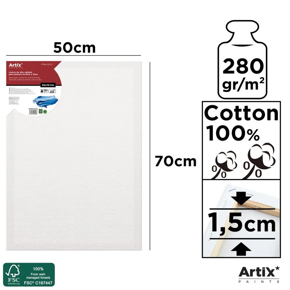 Lienzo con Bastidor 50x70cm | Lienzos para Pintar