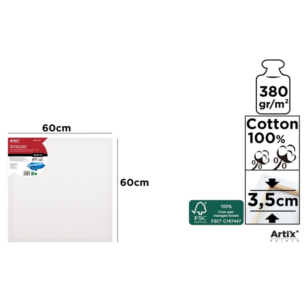 Lienzo con Bastidor 60x60cm | Lienzos para Pintar