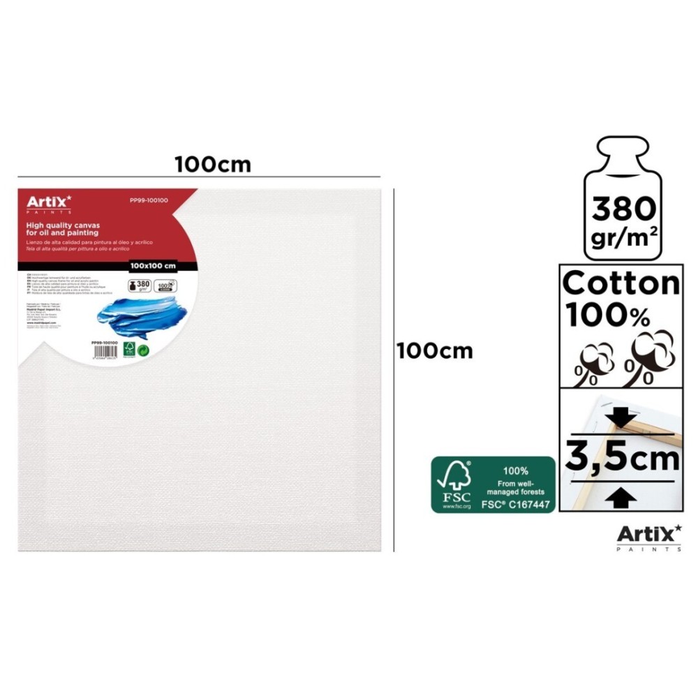 Lienzo con Bastidor 100x100cm | Lienzos para Pintar